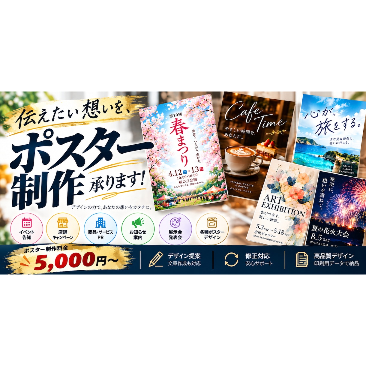 ポスター製作承ります 見やすく。わかりやすく。印象に残るものを作ります。 イメージ1