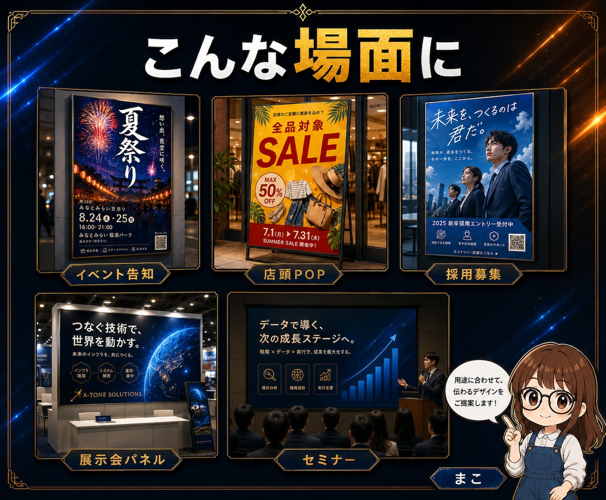 映えるポスター1枚作ります 写真がなくてもOK。印刷もSNSも、これ1枚。 イメージ4