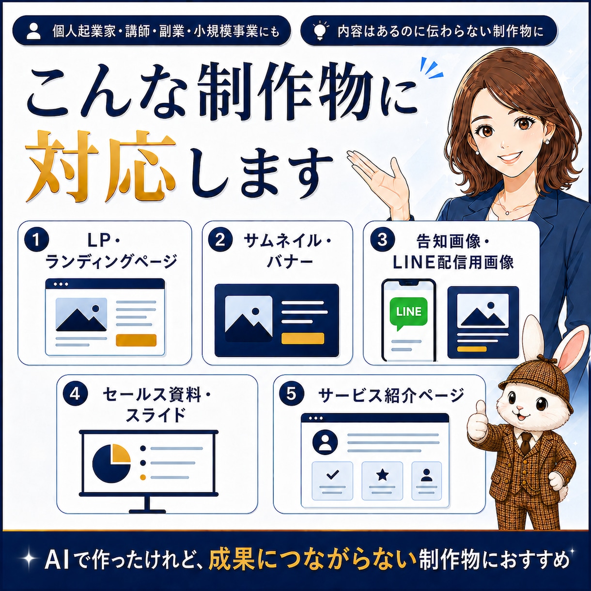 AIポン出し画像・LPの改善点を診断します AIで生成した画像が成果にならない・診断形式で見える化します イメージ6