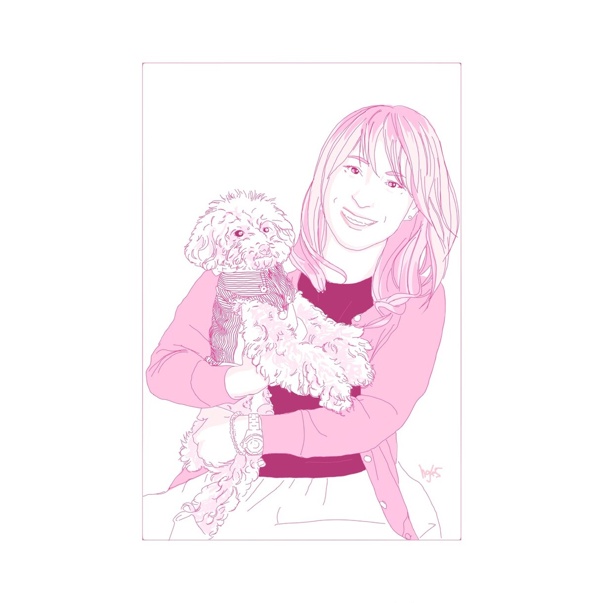 ワンニャンと一緒に写った思い出をイラストにます ワンニャンと一緒に写った思い出の写真をイラストします。 イメージ2