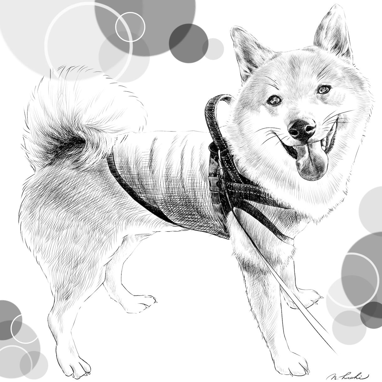 癒される！おしゃれなモノクロペット似顔絵描きます ♪迫力の高画質Ａ３サイズデータ！記念品やアイコンヘッダーにも イメージ8