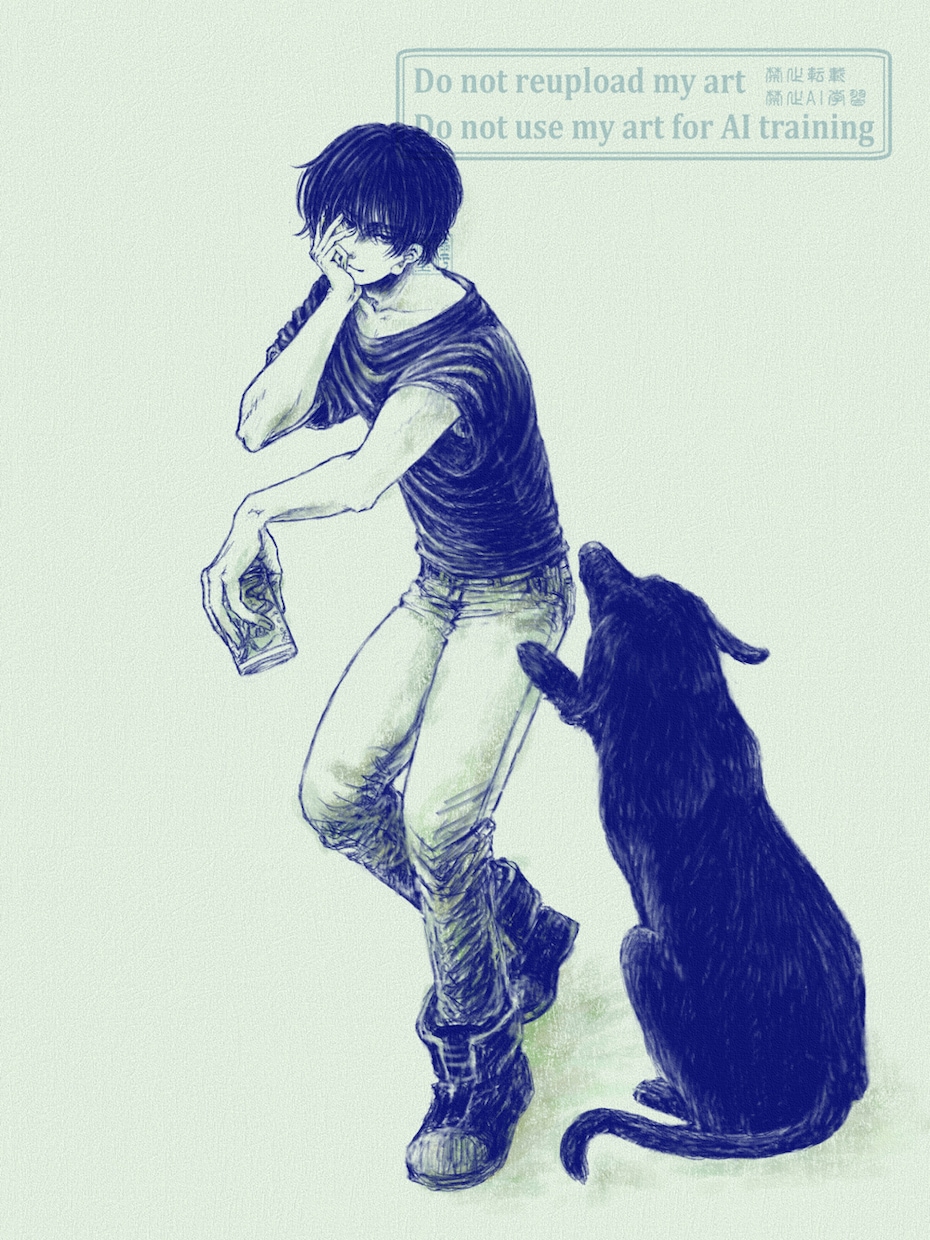 単色でアナログ風の挿絵やイラストを描きます 表情豊かな動きある人物や動物を描きます イメージ6