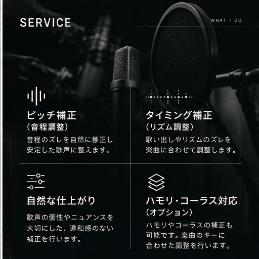 歌ってみた・オリジナル曲のボーカル補正をしますます 歌声のニュアンスを大切に、自然なピッチ・タイミング補正 イメージ3