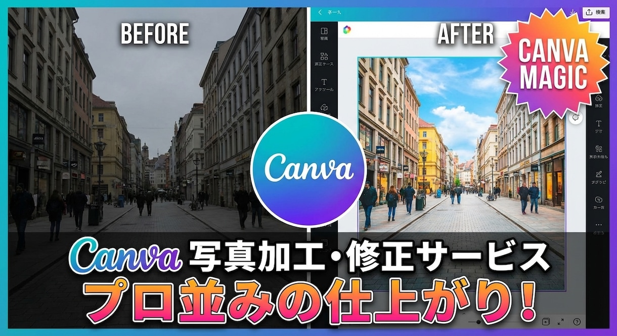 canvaプロを使って写真の加工と修正をします Canvaプロを使ってあなただけの写真を加工致します イメージ1
