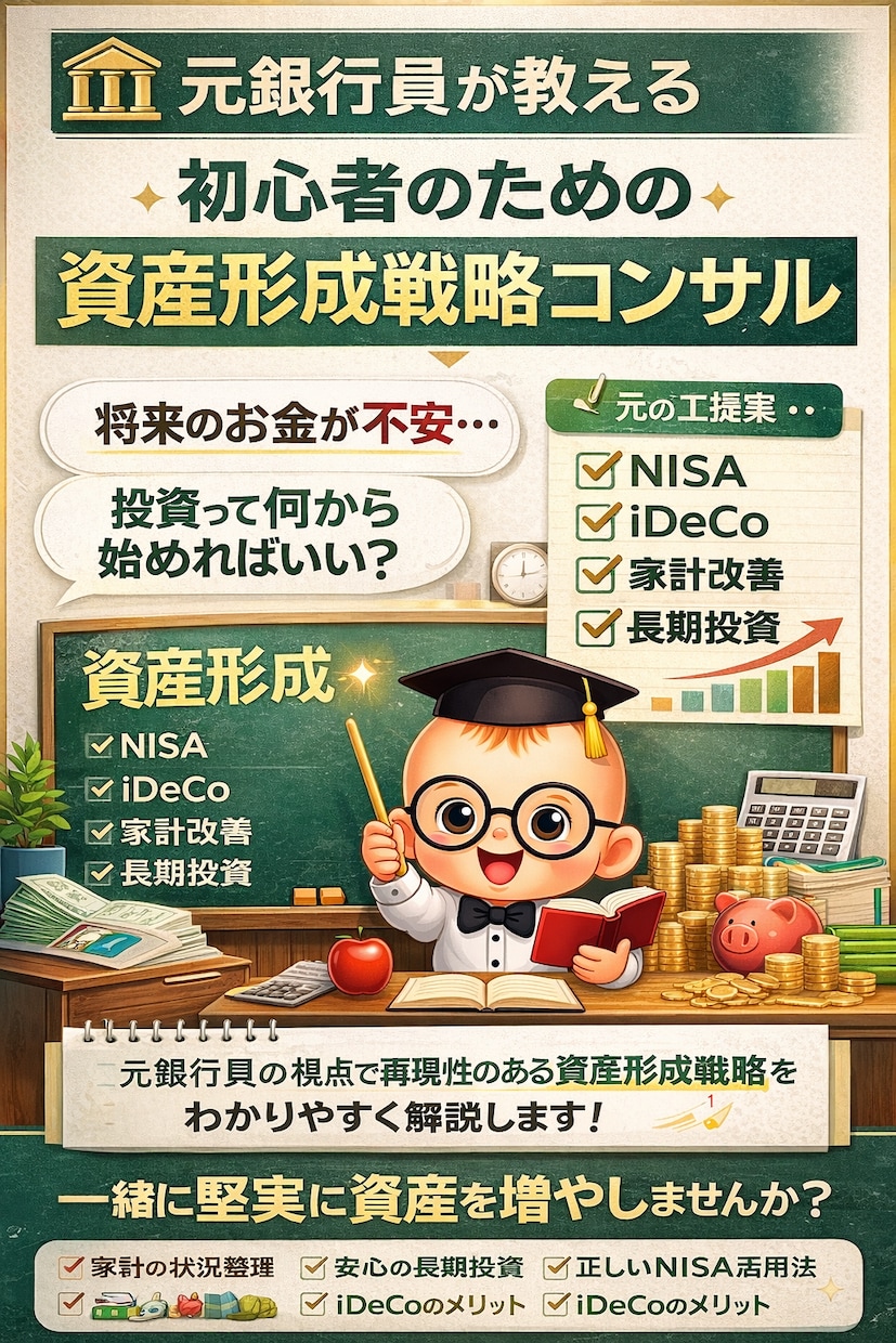 初心者のための資産形成のお手伝いをします 元銀行員が教える｜5,000万円の資産形成アドバイス イメージ1