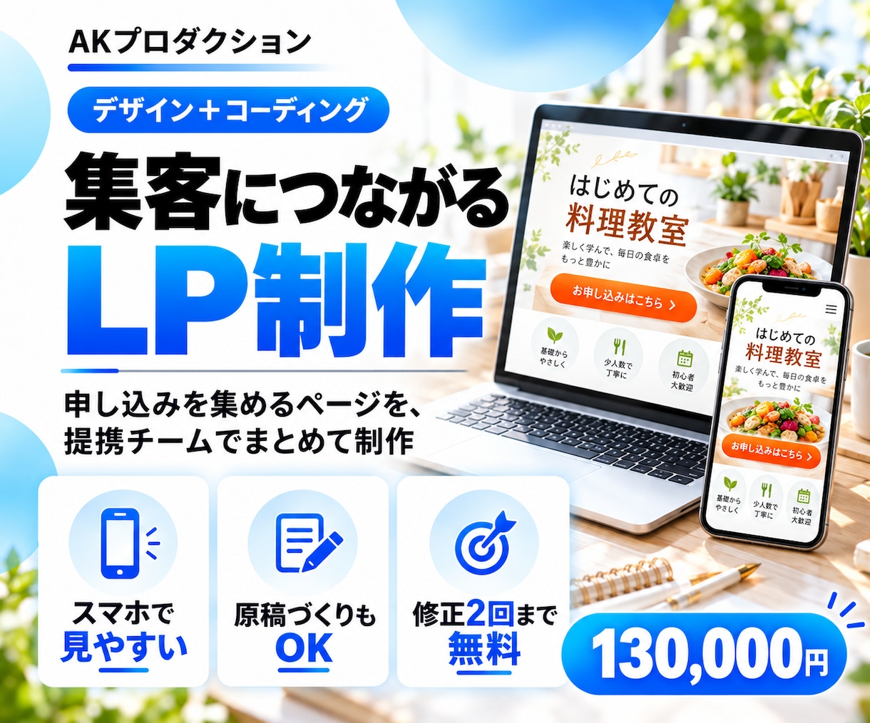 集客につながるLPを提携チームで制作します デザインからコーディングまで。原稿づくりもおまかせOK イメージ1