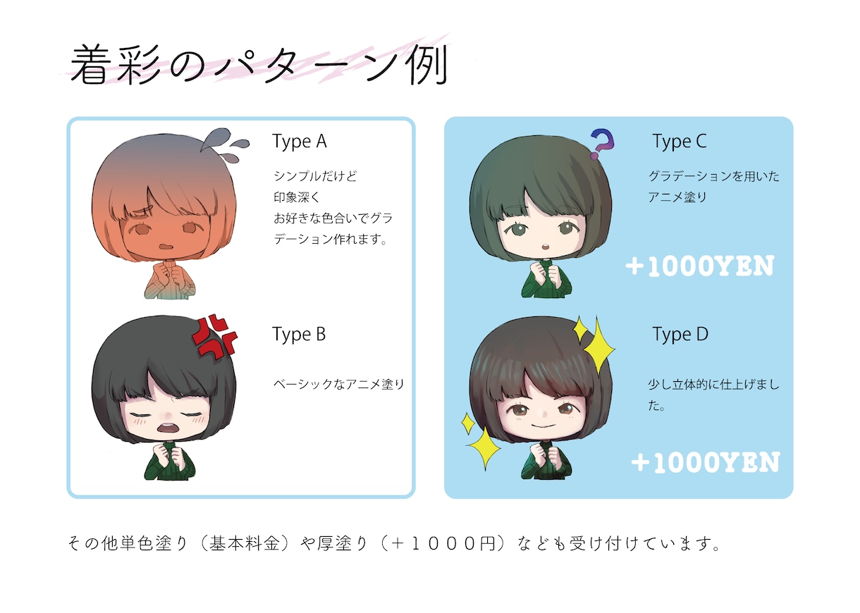 表情豊かなアイコン・イラストお描きします ラフのみ無料です！塗り方色々選べます♪ イメージ2