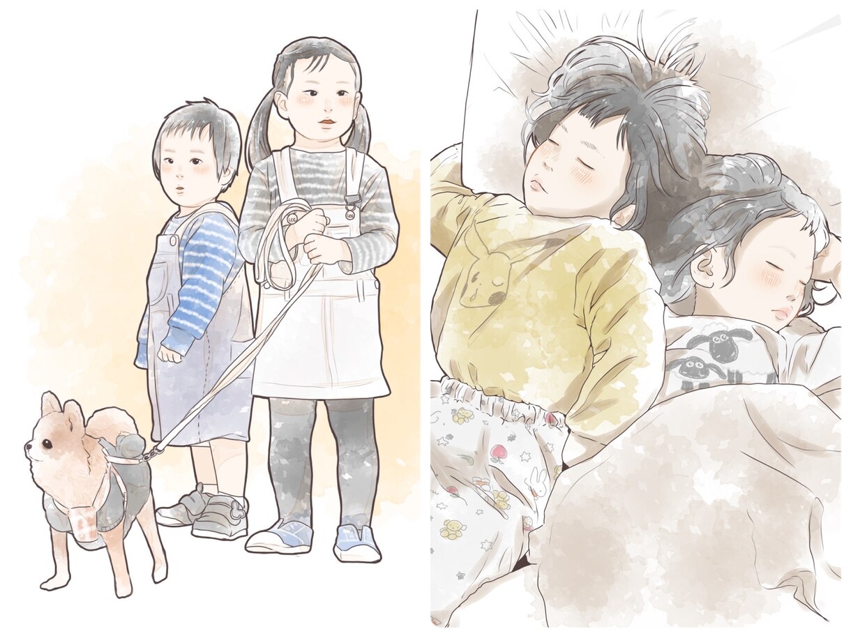 ふんわりテイストの似顔絵イラスト描きます 何気無い日常から特別な日まで…イラストに残しませんか。 イメージ4
