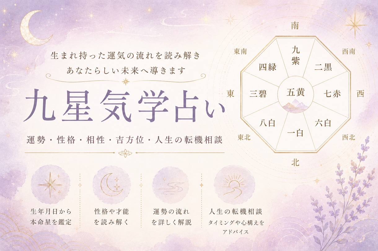 転職・独立のベストタイミングを九星気学で診ます 生年月日から運気の波と決断のタイミングを丁寧に読み解きます イメージ2