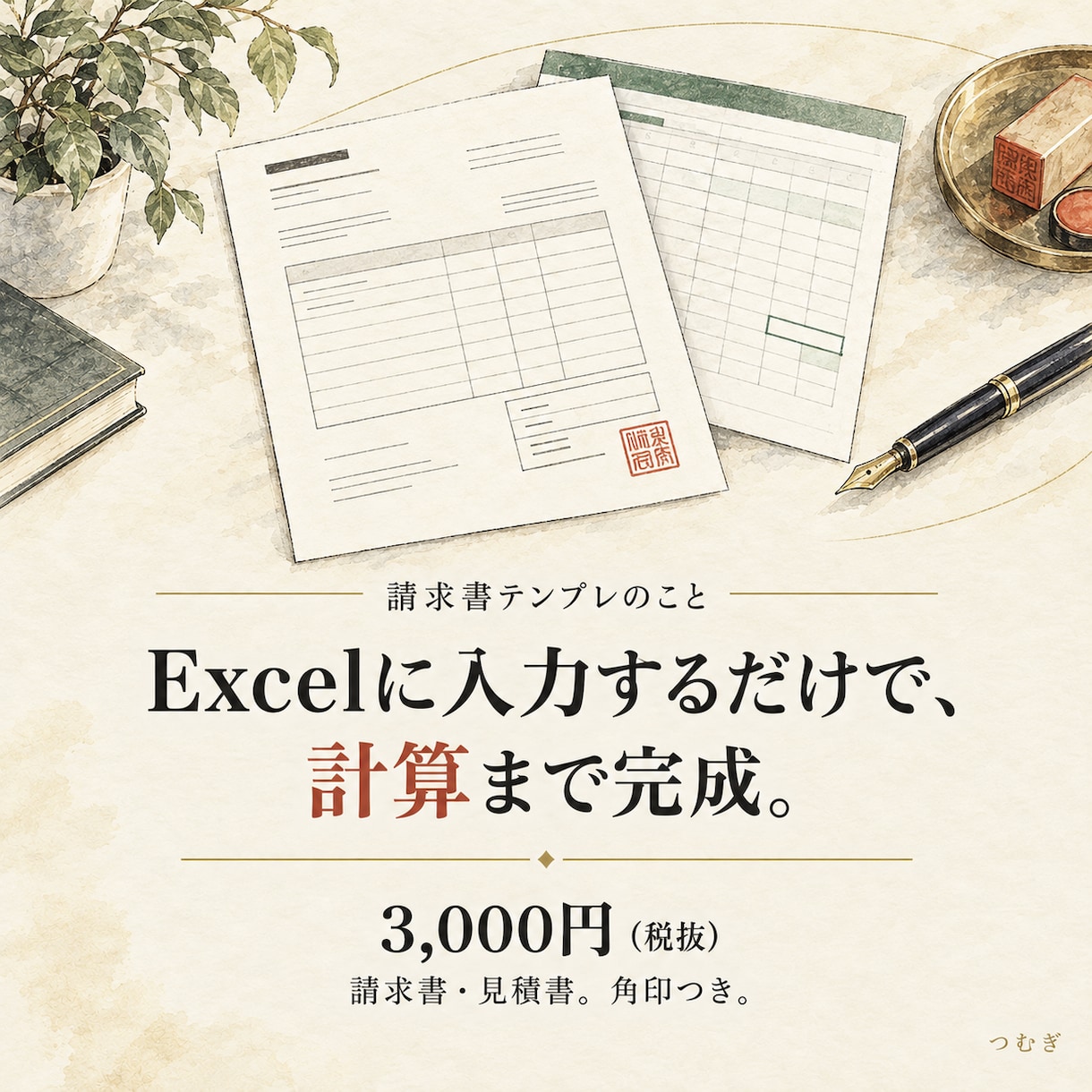 請求書・見積書のExcelテンプレを作ります 自動計算・角印込み・インボイス対応・PDF化も簡単 イメージ1