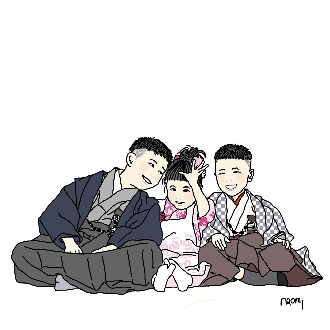 思い出写真をおしゃれな似顔絵イラストにします 表情 服装変更OK こどもの成長記録 記念日のお祝いなど◎ イメージ3