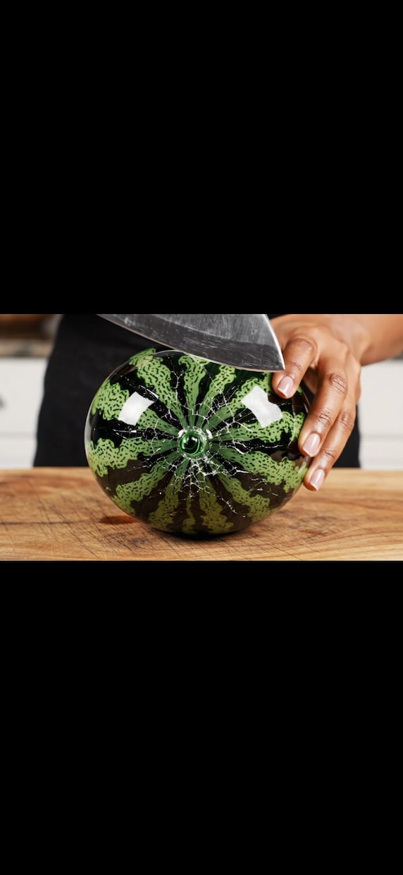 AIでガラスフルーツなどをカットする動画を作ります ・「入れるだけで“バズる質感”が作れるプロンプト」 イメージ2