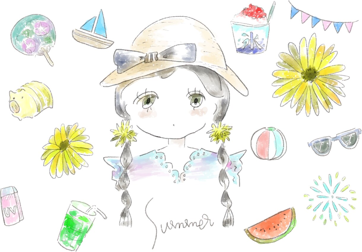 オリジナルの可愛い女の子のアイコン描きます 水彩で可愛いキラキラ透明感のあるアイコンをあなたに イメージ3
