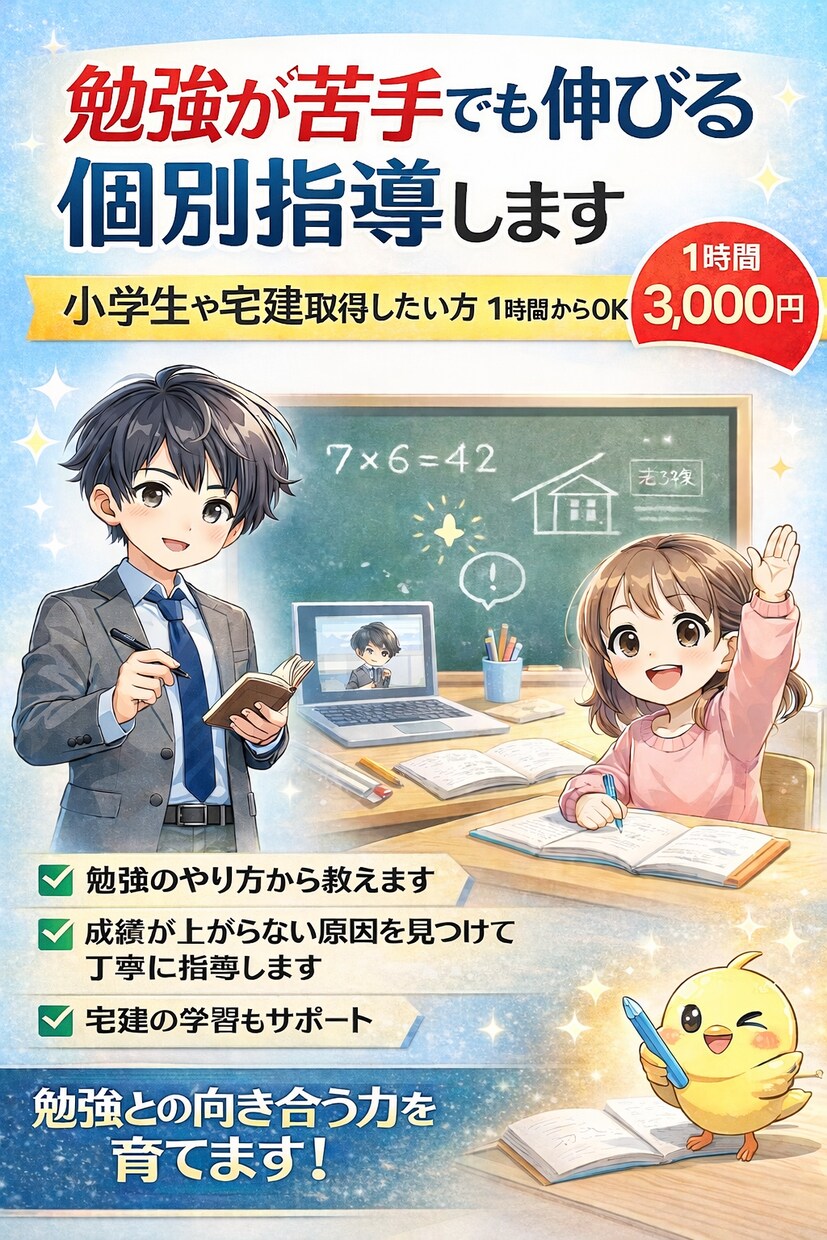 見るから伸びる個別指導が合格をサポートします 勉強が苦手でも大丈夫！1時間からの個別指導行います イメージ1