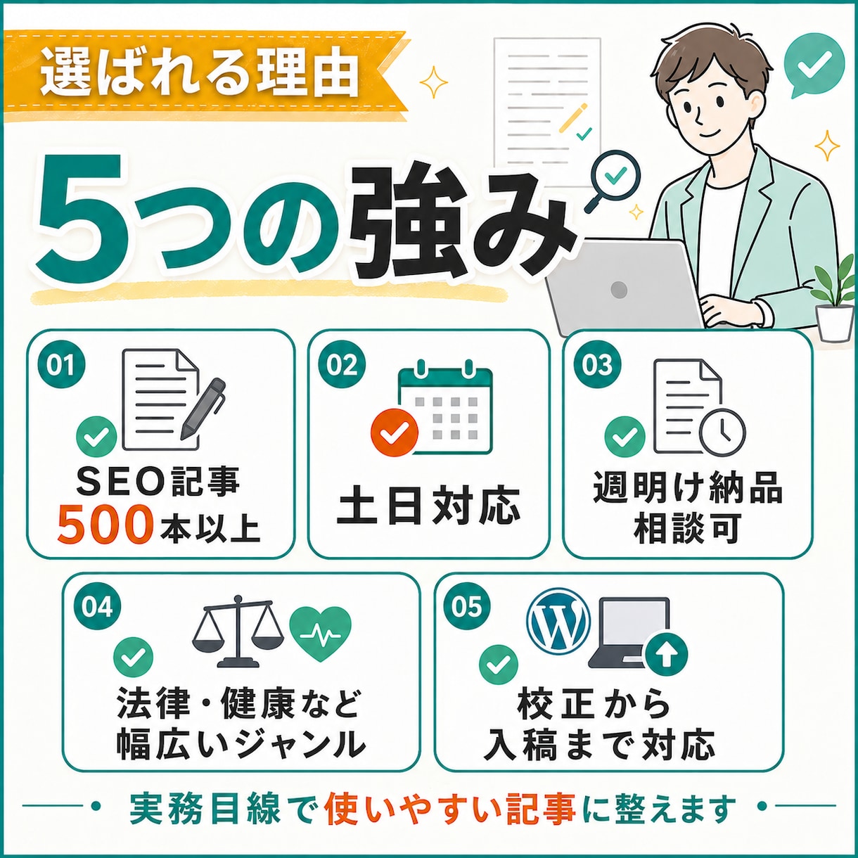 週明け納品可｜SEO記事の校正・リライト代行します SEO記事を週明け公開できる形に整えます。 イメージ7