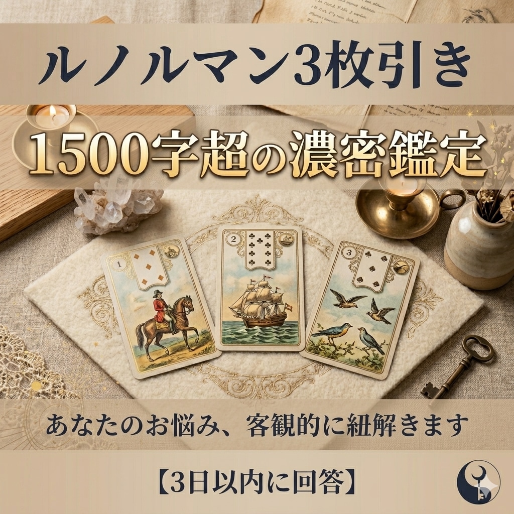 3枚のルノルマンカードで占います ◆1500字超の濃密鑑定であなたの状況を整理します イメージ1