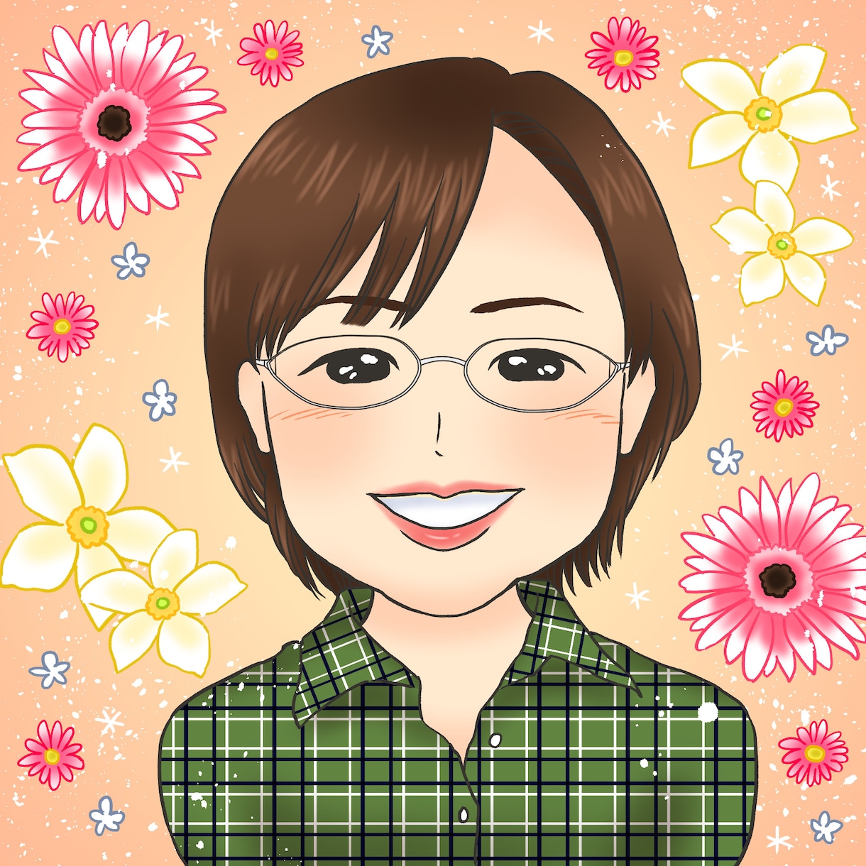 華やかで可愛い♡似顔絵風アイコンお安くお描きします リアルすぎず、シンプルすぎない！可愛い似顔絵風アイコンです♬ イメージ6