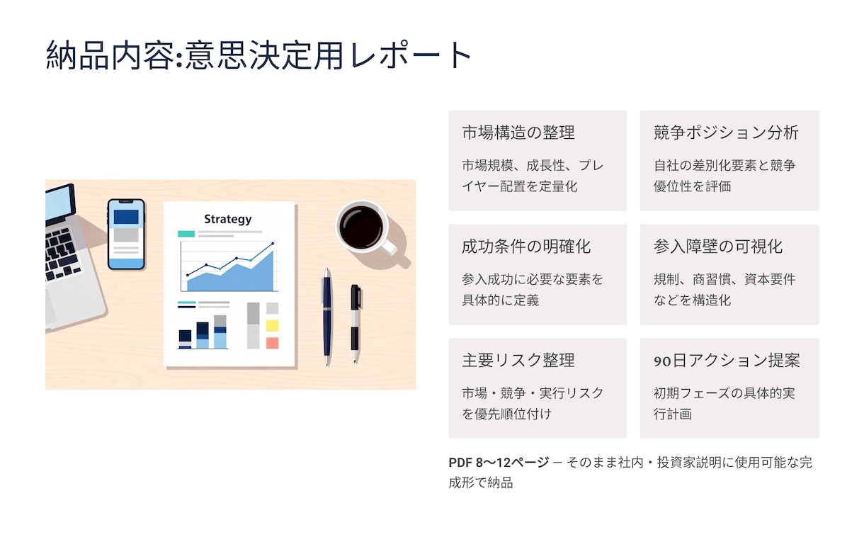 日本市場進出の可否判断レポート作成ます 成功条件と障壁を整理し、実行判断まで言語化 イメージ3