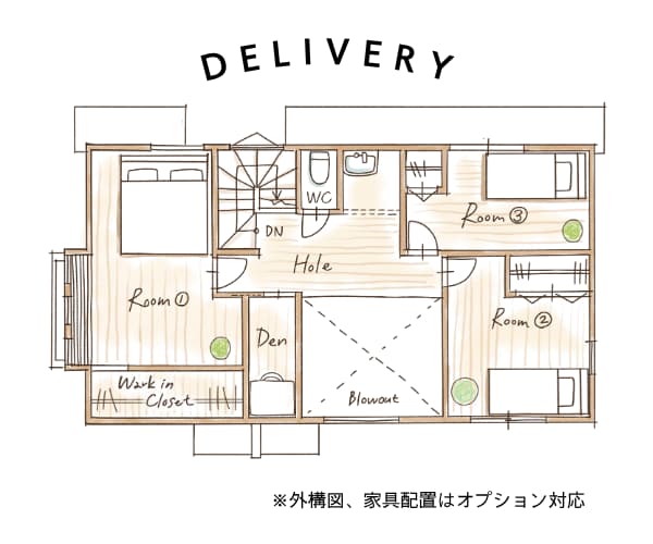 手書きのイラスト間取り図を描きます 民泊の間取り図案内などに◎手書きのイラスト間取り図 イメージ6