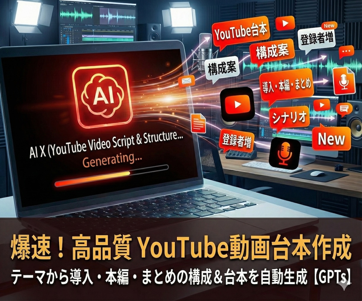 YouTube台本・構成案作成GPTs提供します 時短！バズるYouTube台本・構成をAIが即作成 イメージ1