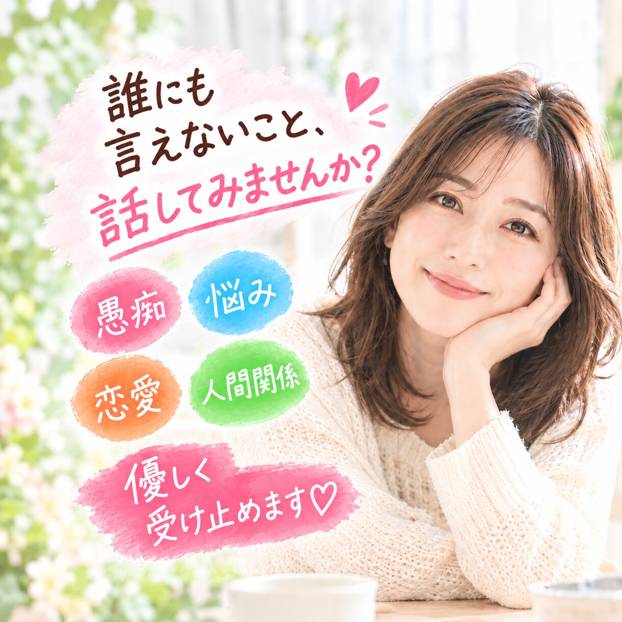 誰にも言えない悩みや愚痴、優しく受け止めます ちょっと誰かに聞いてほしい…そんな時に イメージ1