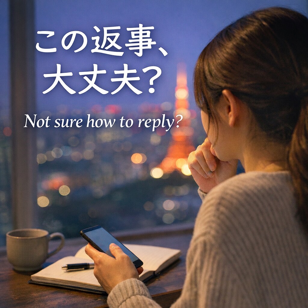 この返事で大丈夫？を一緒に考えます 日本語の返事に迷ったとき、送る前にいっしょに整理します。 イメージ1