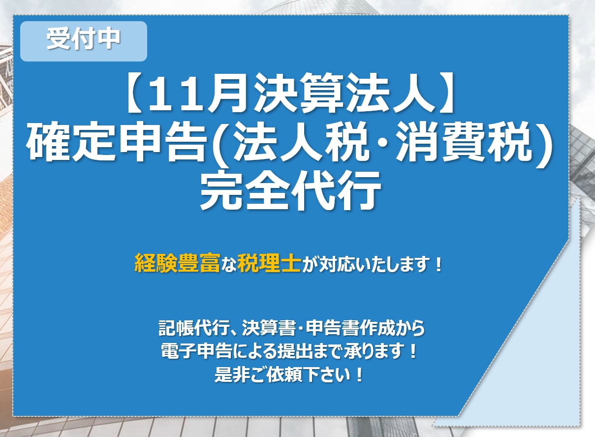 11月決算法人の申告を代行致します 決算書・申告書作成から電子申告による提出まで承ります！ イメージ1
