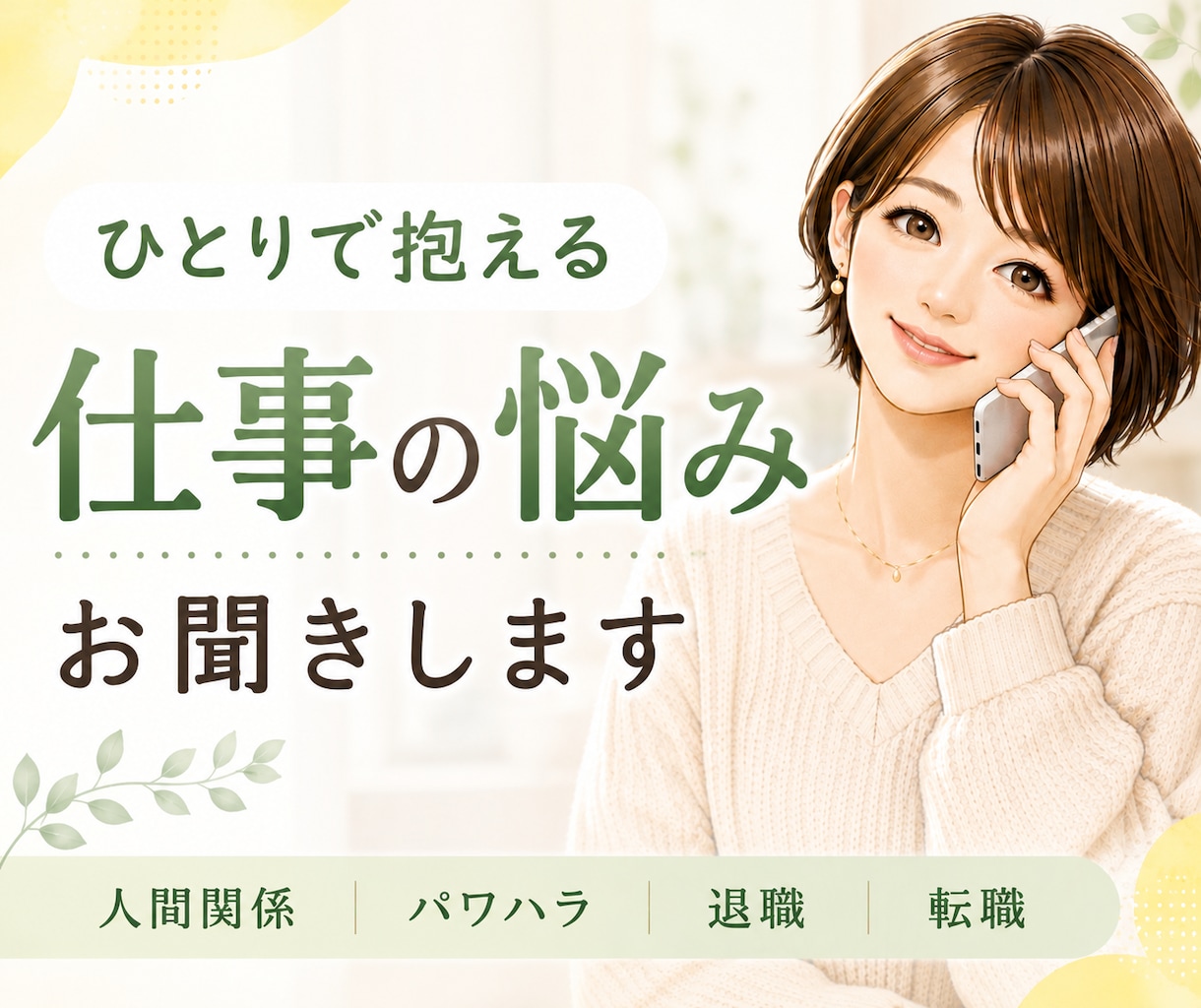 会社に行くのがつらい…仕事の悩みをお聞きします 会社/上司/部下/人間関係/パワハラ/ブラック/退職/転職 イメージ1