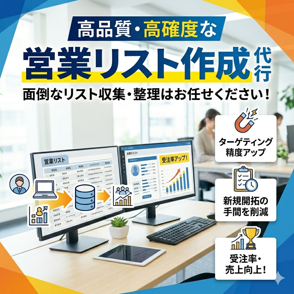 営業リスト作成代行致します 業種問わず対応、情報幅もご相談下さい イメージ1
