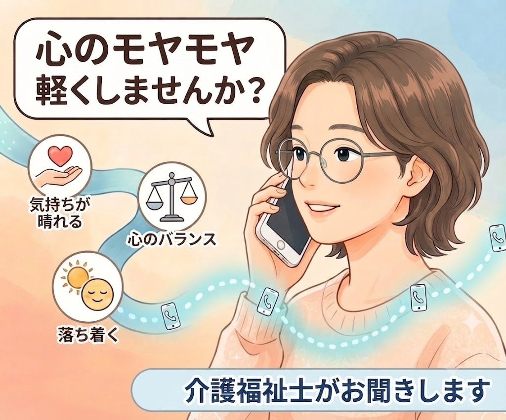 今介護でお疲れのあなたへ　お話聞きます 「介護で息が詰まって家を飛び出しそう」介護士に話しませんか？ イメージ1