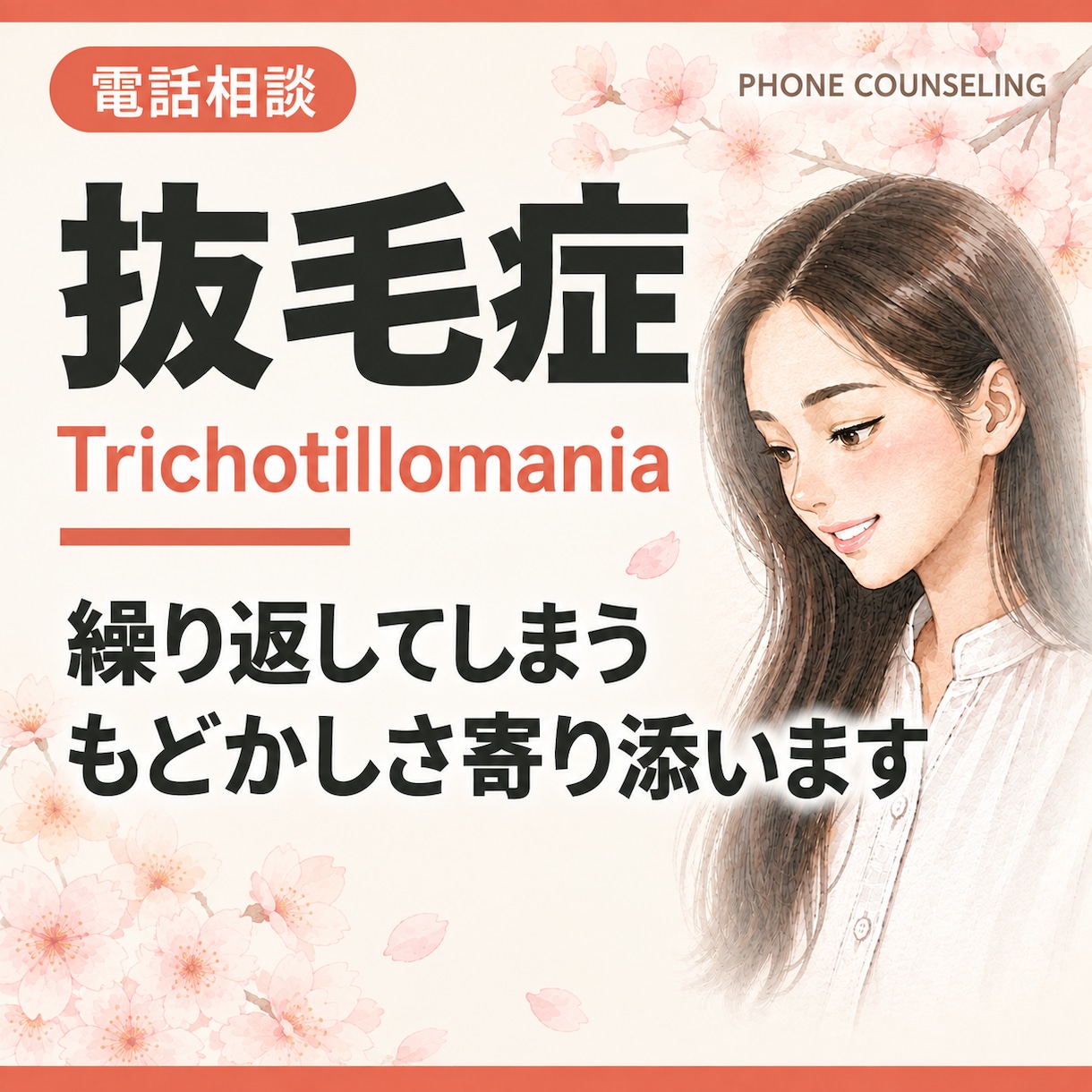 抜毛症 | 経験者が寄り添います 気軽に話してくださいね／トリコチロマニア／癖 イメージ1