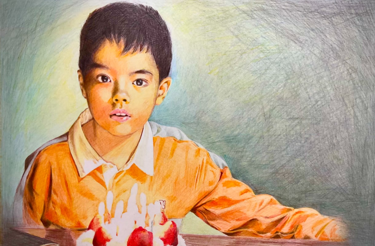 写真を元に似顔絵を描きます A３サイズのケント紙に写真から色鉛筆でリアルに描きます。 イメージ1