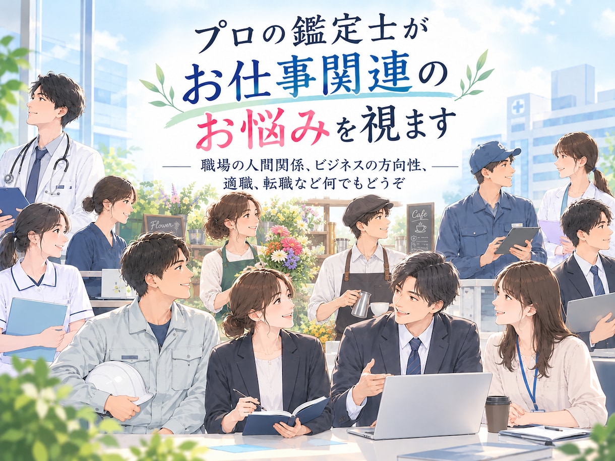 プロの鑑定士がお仕事関連のお悩みをひとつ深く視ます 職場の人間関係、ビジネスの方向性、適職、転職など何でもどうぞ イメージ1