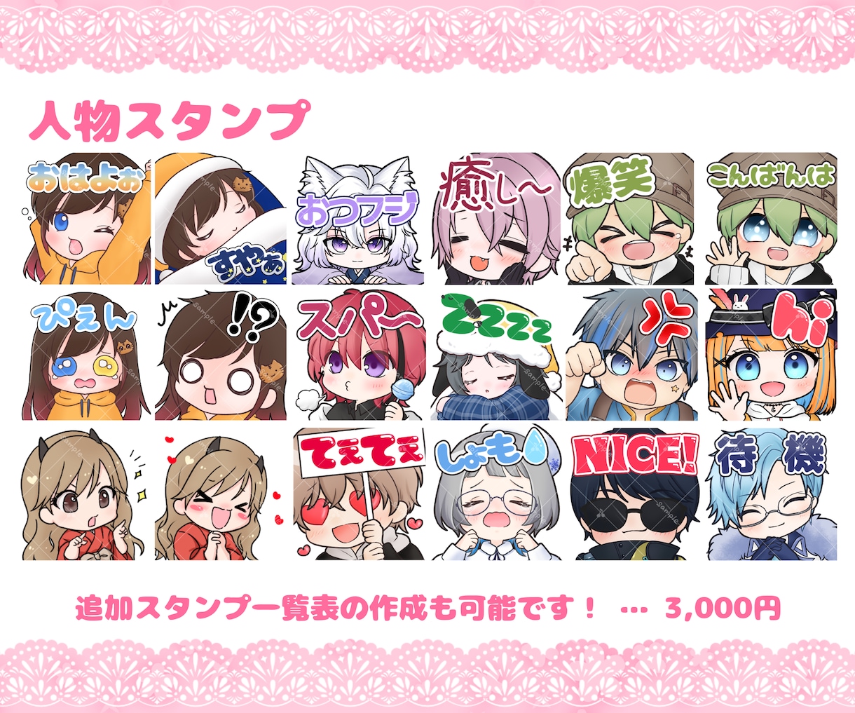 商用込み！可愛いミニキャラでスタンプ描きます YouTube、Twitchなどを可愛く飾りませんか？ イメージ3
