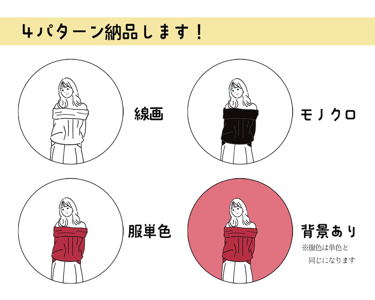 4種納品！シンプルオシャレな線画アイコン制作します SNSなどのアイコンをシンプルなイラストにしたい方おすすめ！ イメージ2