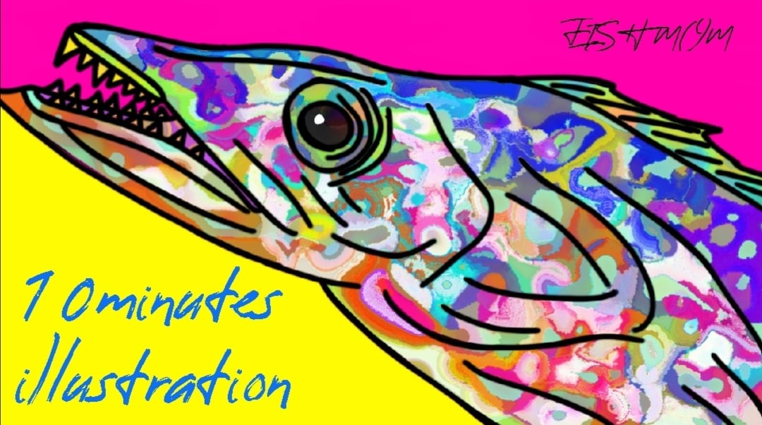 釣り好きの方♪釣れた魚を超カラフルに描きます 6月♡リニューアル出品(*'ω'*)インテリア等にどうぞ♬ イメージ1