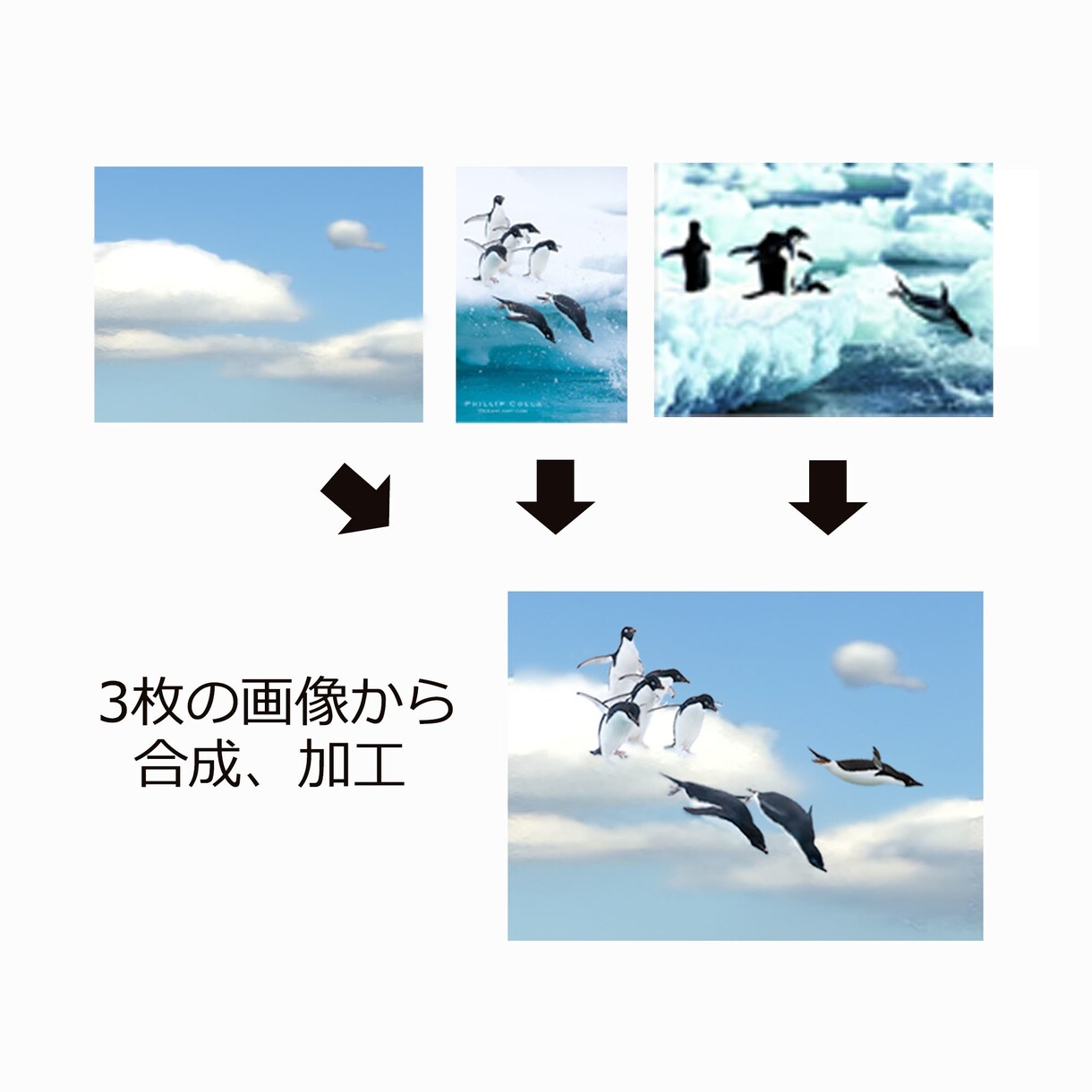 写真、画像を合成、加工します どんな画像処理にも対応。複数の画像を合成したり、修正します。 イメージ3