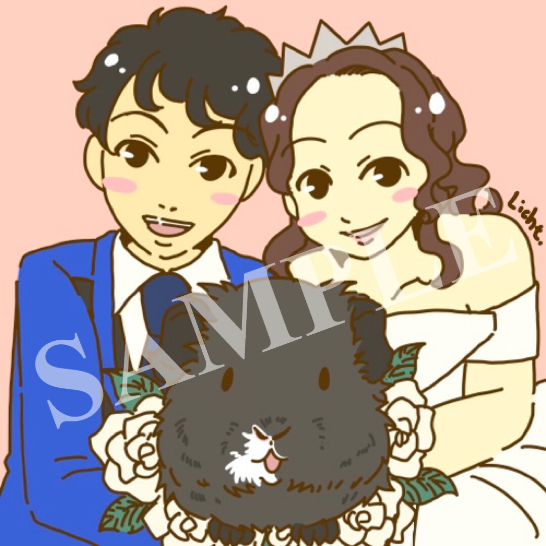 ペットと一緒の似顔絵描きます ゆるかわ風の似顔絵とペットと一緒のアイコン描きます イメージ7