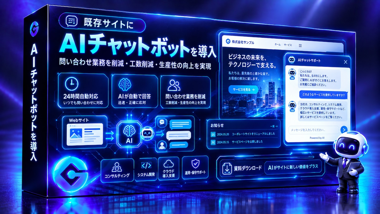 HPにChatGPT・Claudeを実装します 24時間対応のAIチャット窓口を導入 イメージ1
