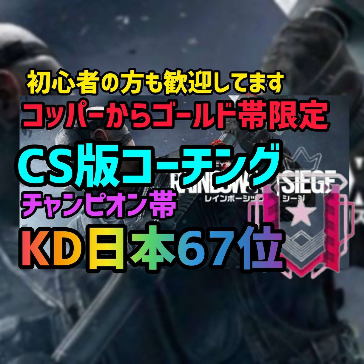 レインボーシックスシージのコーチングします レインボーシックスシージのチャンピオン帯です KD日本67位 イメージ1