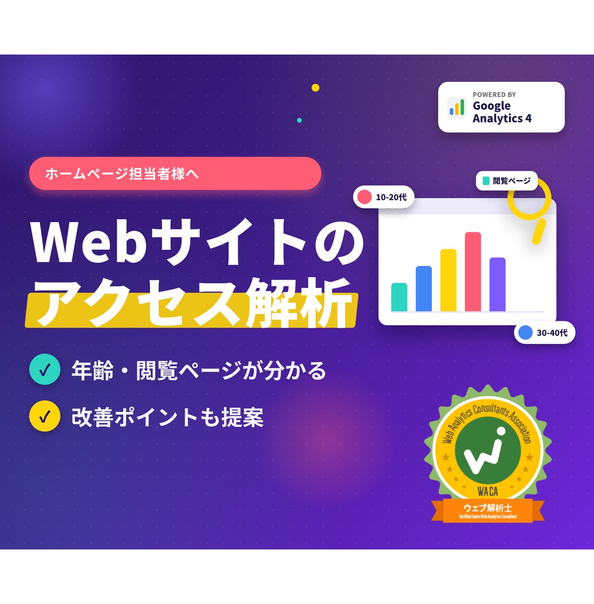 Webサイト解析からのレポート作成をします 解析からのサイト改善点を洗い出します！ イメージ1