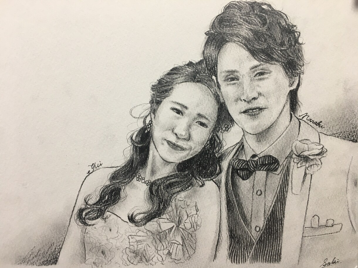 そっくりリアルな似顔絵描きます プレ花嫁卒花嫁さん、カップル、子持ちさんにおすすめです！ イメージ4