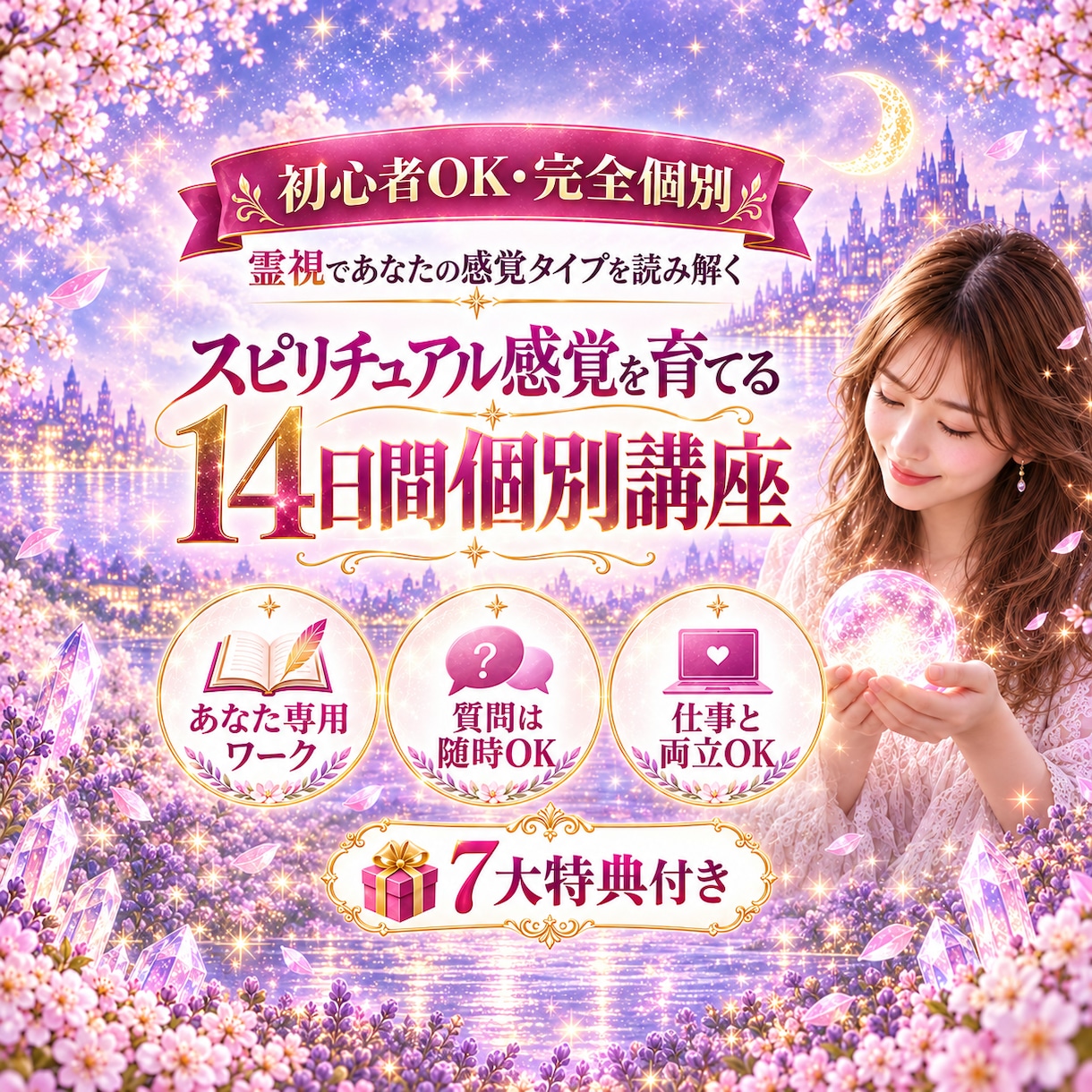 スピリチュアル感覚を育てる14日チャット講座します 今なら豪華7大特典が付きます✨宇宙銀行、波動修正etc… イメージ1