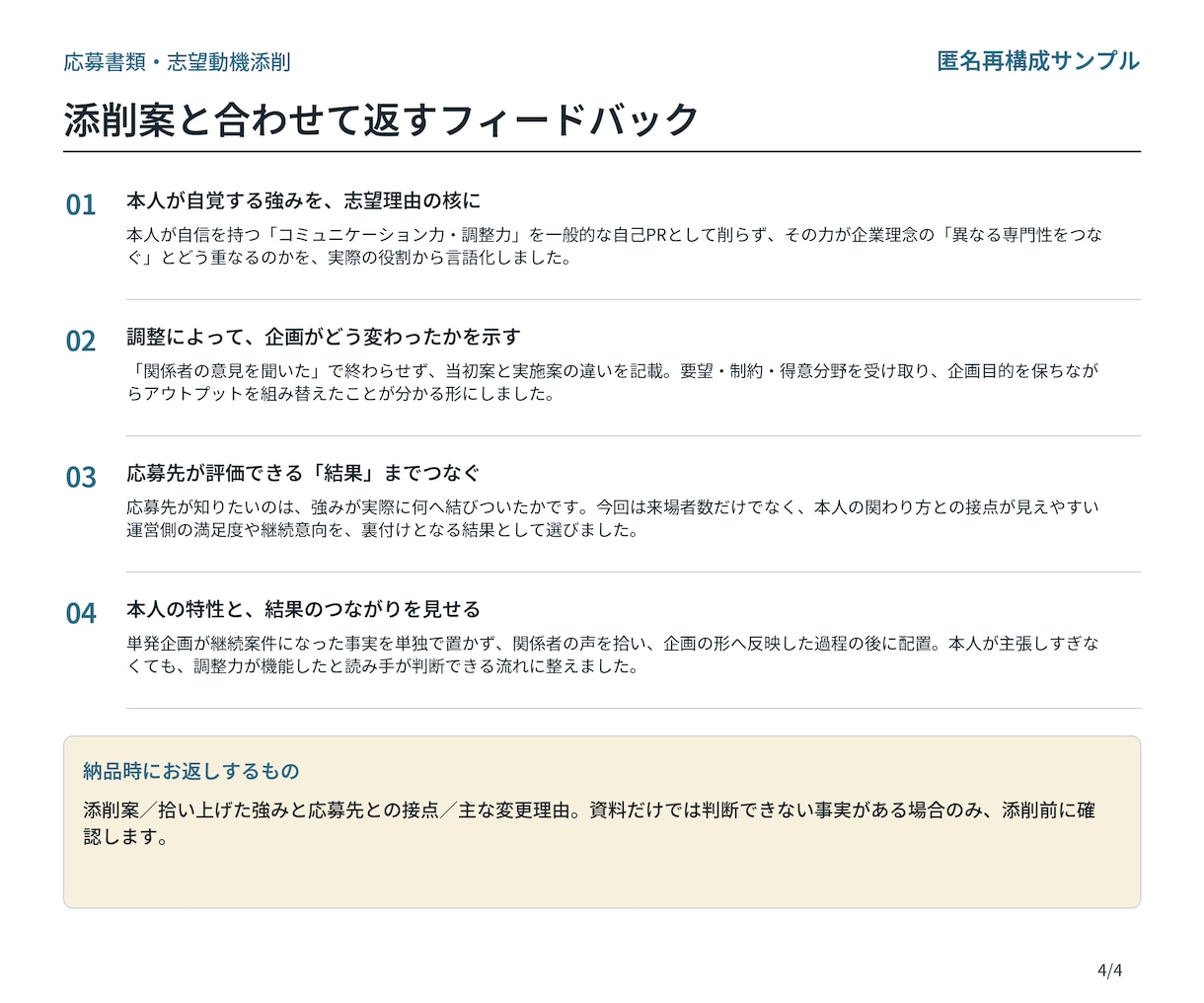 志望動機・自己PRを伝わる文章に整えます 経験を整理し、面接でも話せる応募書類へ イメージ4