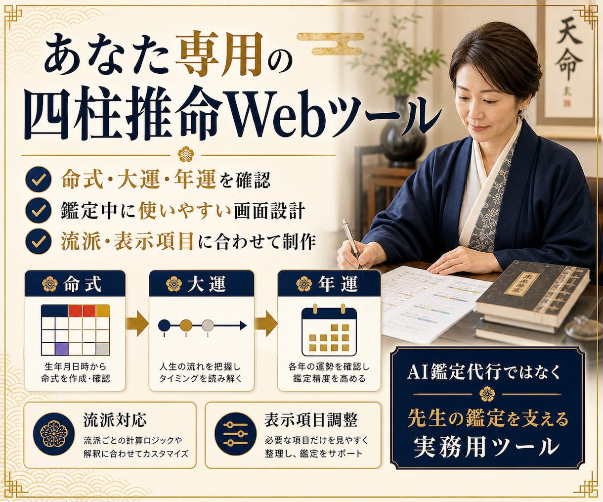 四柱推命の命式表・鑑定書自動作成ツールを制作します このページが見られていれば、もう使えます。Excel不要 イメージ3