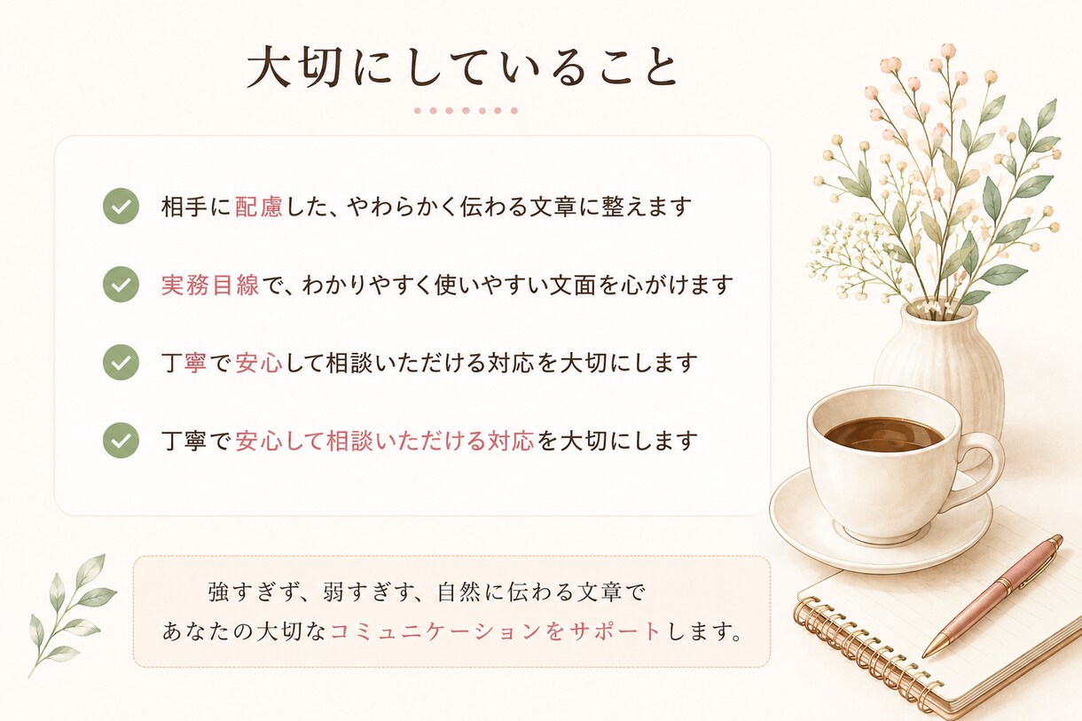 感じよく伝わる文章へ整えます 強すぎず、弱すぎず自然な文章へ イメージ6