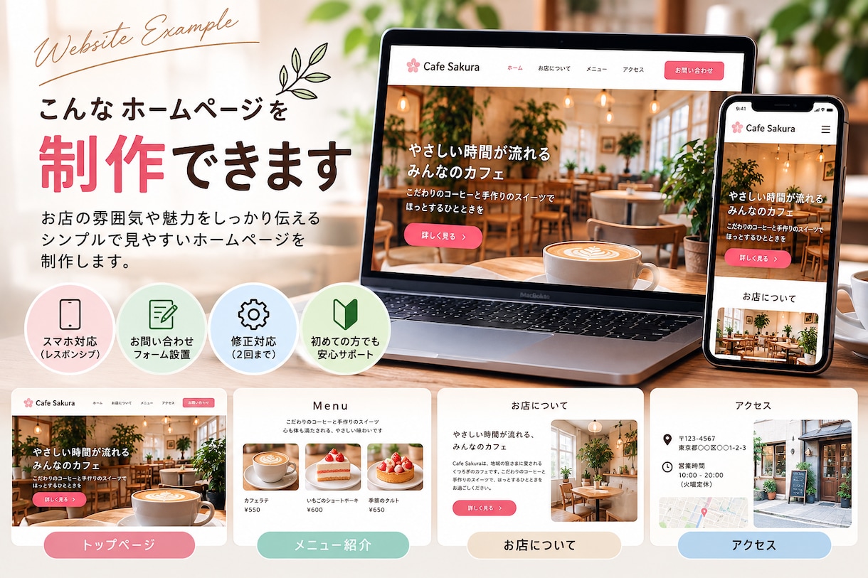 店舗向けホームページを制作します シンプル・見やすい・スマホ対応 イメージ2