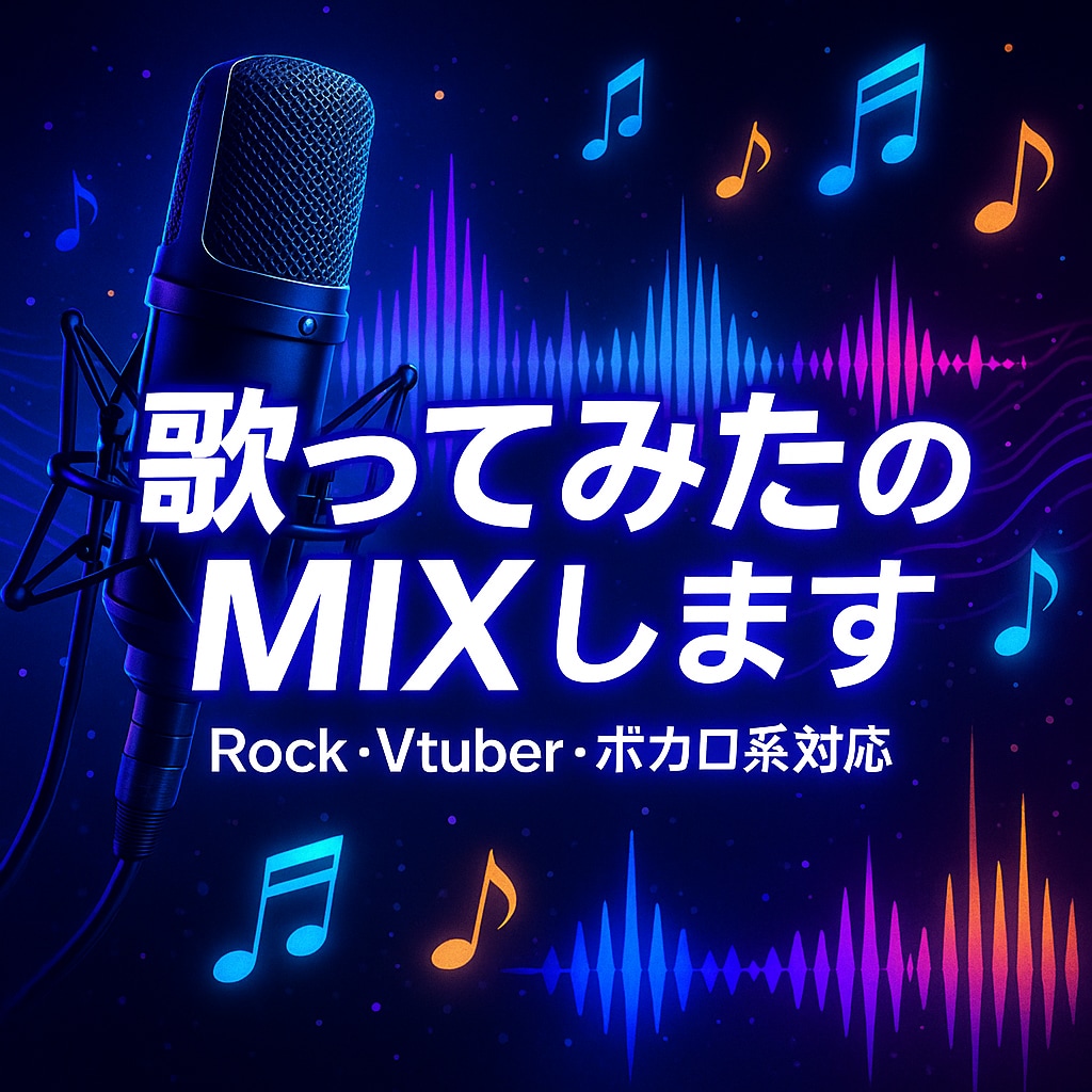 歌ってみたのミックスをします Rock系楽曲やvtuber楽曲、ボカロなどMIX行います イメージ1
