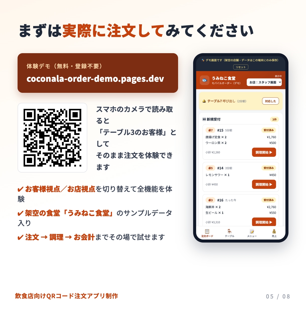 飲食店向けQRコード注文アプリを制作します お客様のスマホがそのまま注文端末になる専用アプリ イメージ5