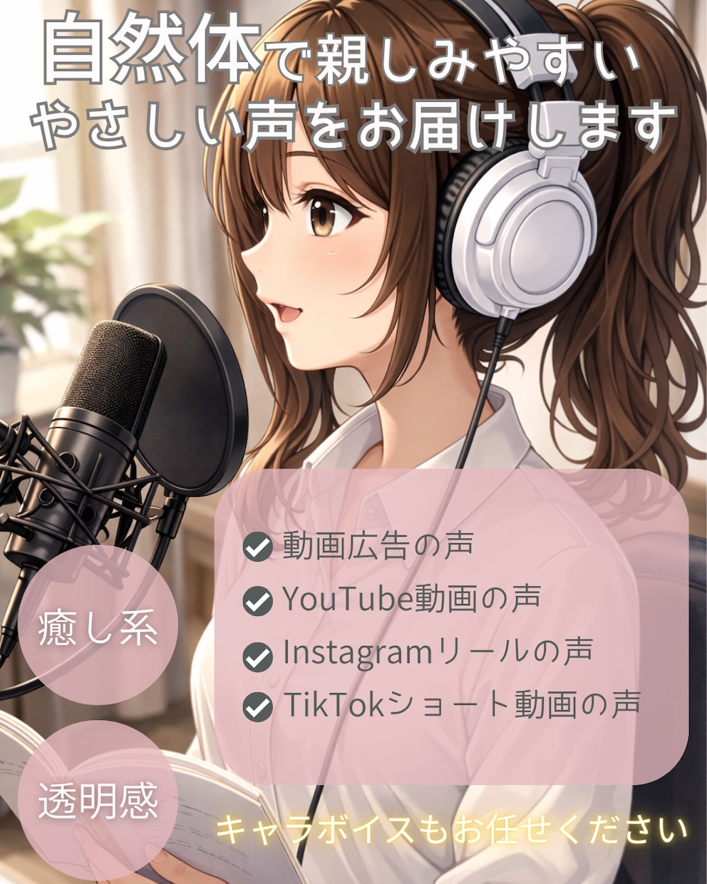 自然体で優しい声を低価格で届けます 事務所所属経験有り!親しみやすいナレーションでお手伝いします イメージ1